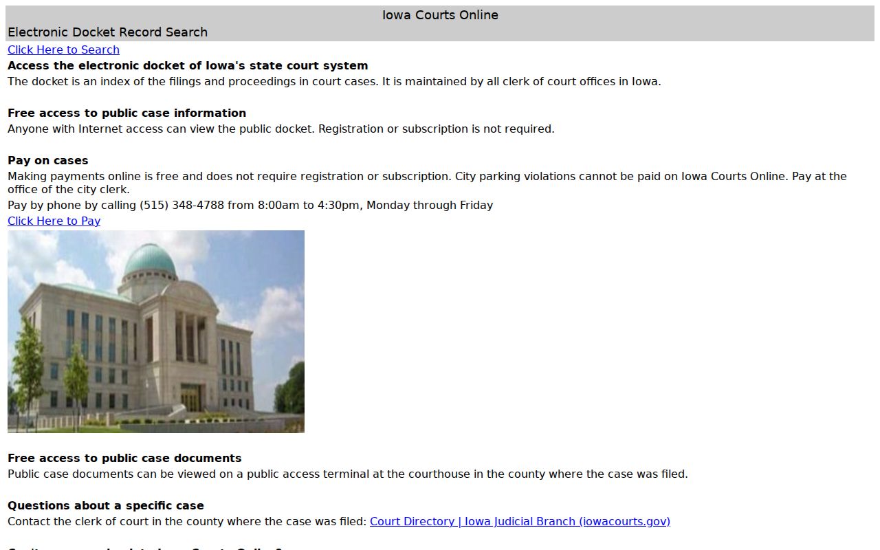 Cerro Gordo County municipal warrant search through Iowa Courts Online