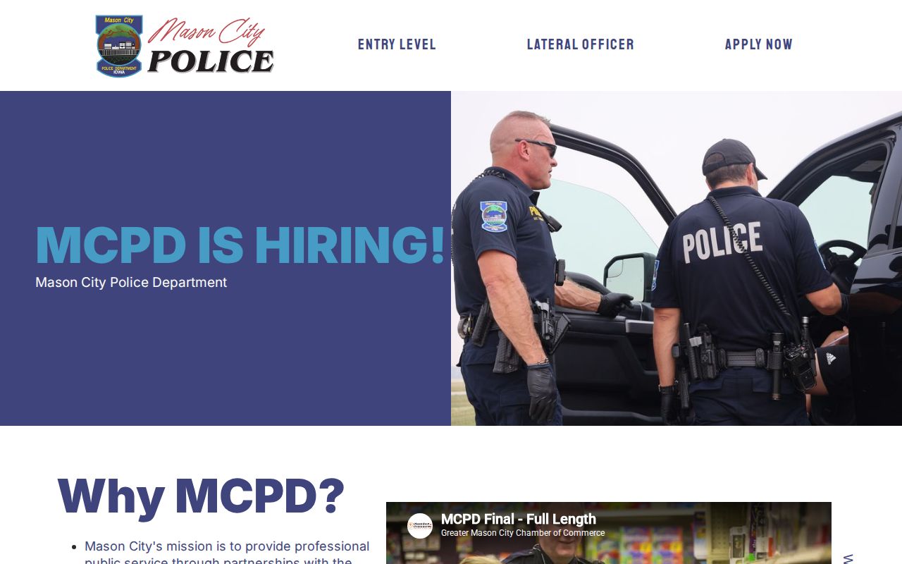 Mason City Police official site used for local agency record routing