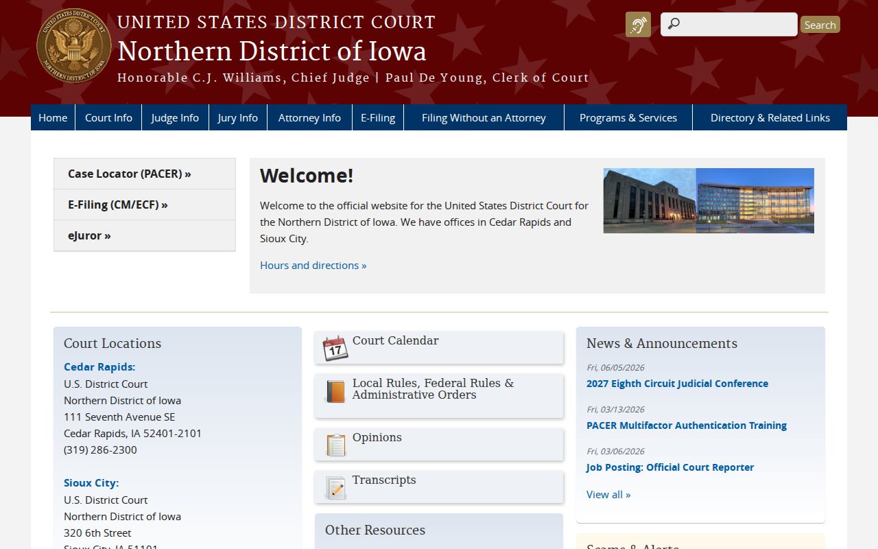Rockwell warrant records and Northern District of Iowa court context