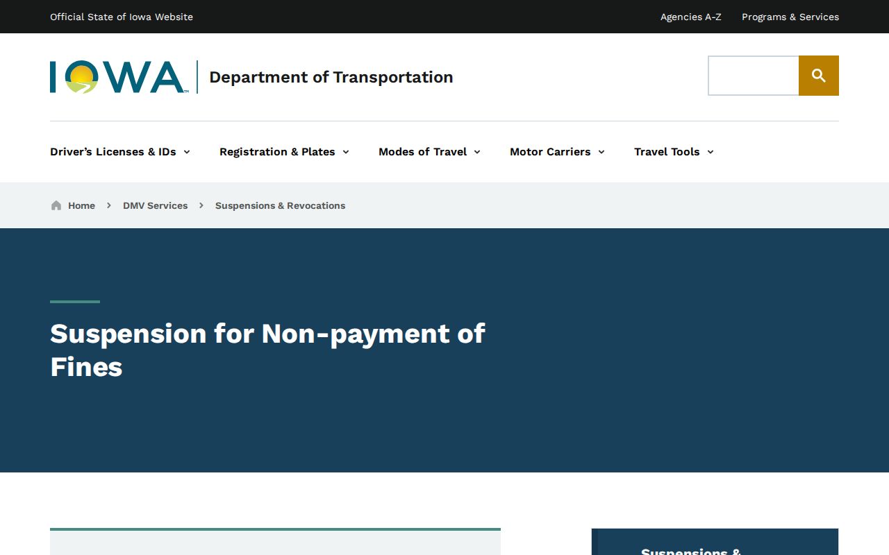 Iowa DOT court debt consequence and reinstatement information