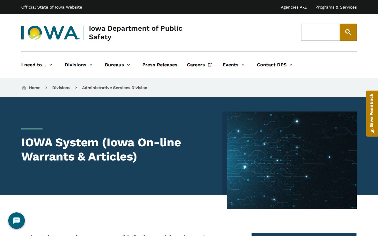 Iowa Department of Public Safety restricted criminal justice system description